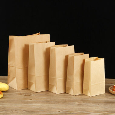 Biodegradable food grade kraft food paper bags for takeaway