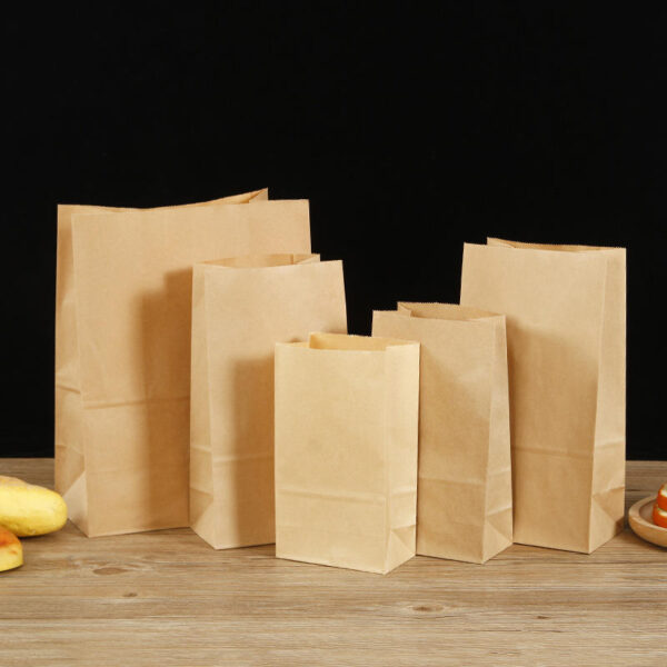 Biodegradable food grade kraft food paper bags for takeaway