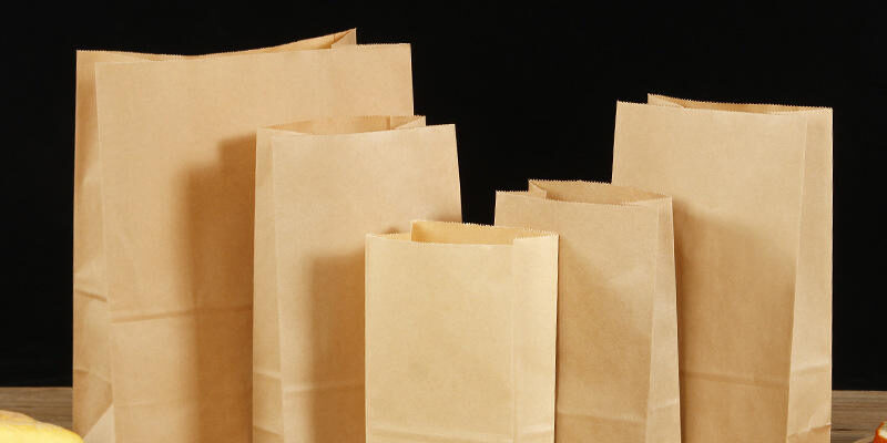 Biodegradable food grade kraft food paper bags for takeaway