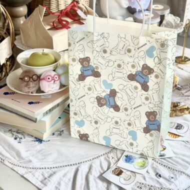 Premium blue teddy bear birthday gift paper bags