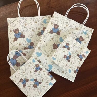 Premium blue teddy bear birthday gift paper bags