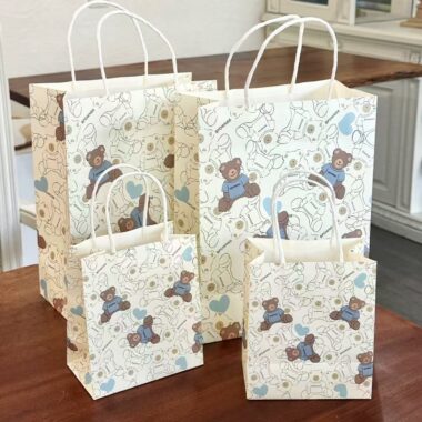 Premium blue teddy bear birthday gift paper bags