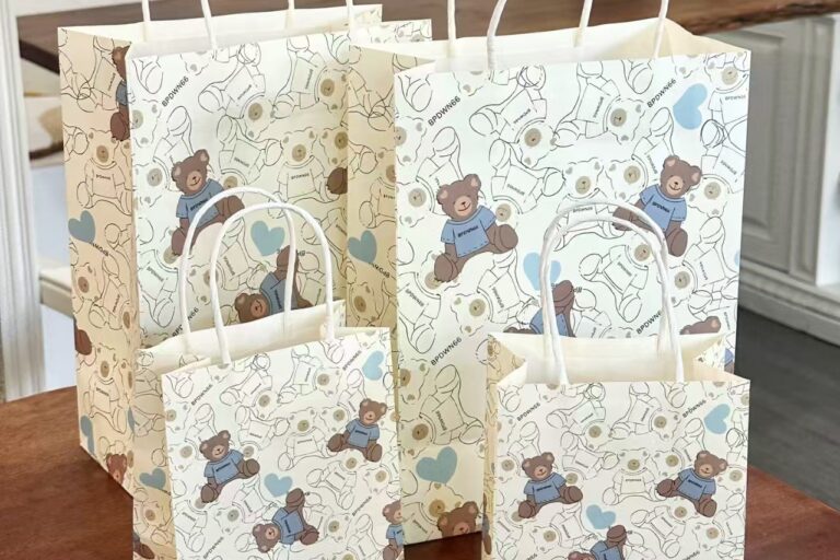 Premium blue teddy bear birthday gift paper bags
