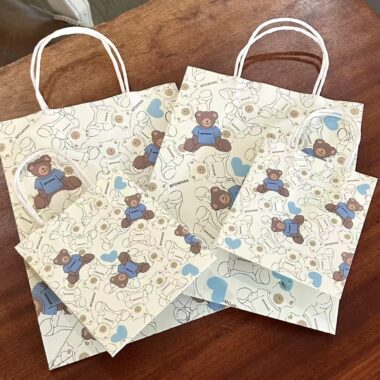 Premium blue teddy bear birthday gift paper bags