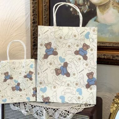 Premium blue teddy bear birthday gift paper bags