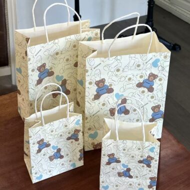 Premium blue teddy bear birthday gift paper bags