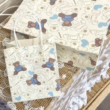 Premium blue teddy bear birthday gift paper bags