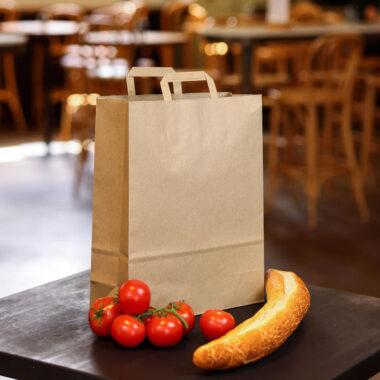 Biodegradable brown kraft paper bags for grocery and gift packaging
