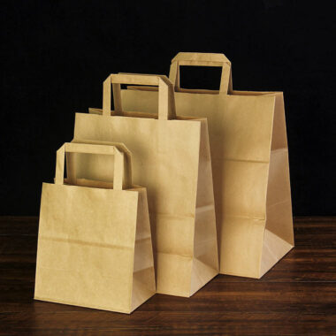 Biodegradable brown kraft paper bags for grocery and gift packaging