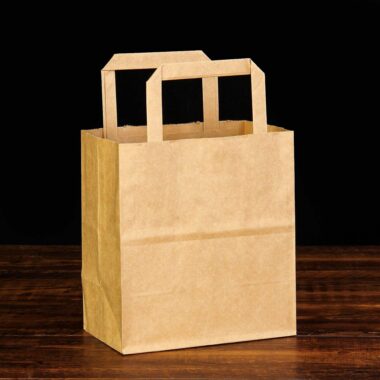 Biodegradable brown kraft paper bags for grocery and gift packaging