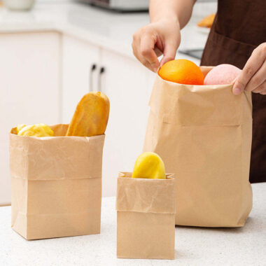 Brown kraft takeaway food paper bags packaging