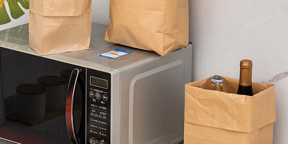 Brown kraft takeaway food paper bags packaging