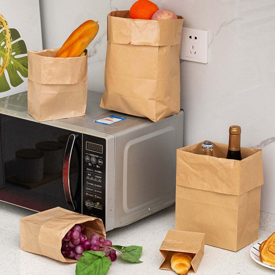 Brown kraft takeaway food paper bags packaging