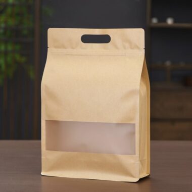 Food grade brown kraft paper pouches with clear window