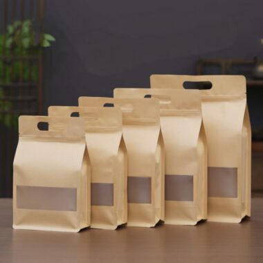 Food grade brown kraft paper pouches with clear window
