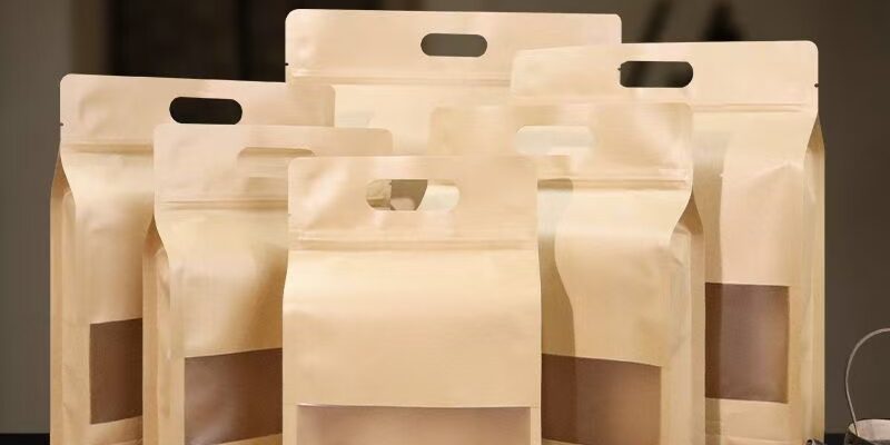 Food grade brown kraft paper pouches with clear window