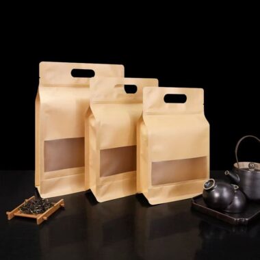 Food grade brown kraft paper pouches with clear window