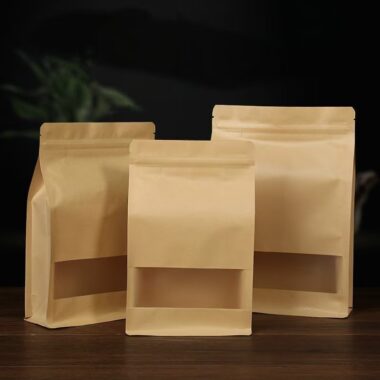 Food grade brown kraft paper pouches with clear window