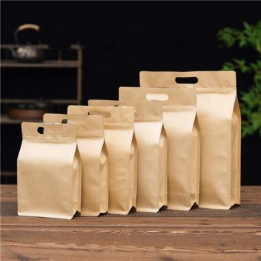 Food grade brown kraft paper pouches with clear window