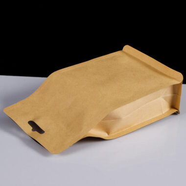 Stand up brown zipper paper pouches for coffee tea packaging