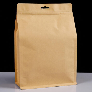 Stand up brown zipper paper pouches for coffee tea packaging