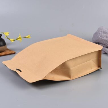 Stand up brown zipper paper pouches for coffee tea packaging