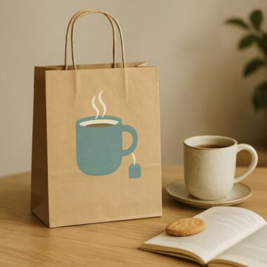 Eco recyclable kraft paper bags for coffee shop and bakery packaging