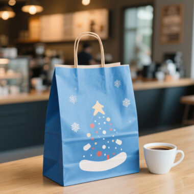 Eco recyclable kraft paper bags for coffee shop and bakery packaging