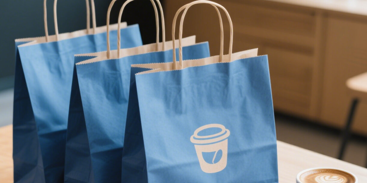 Eco recyclable kraft paper bags for coffee shop and bakery packaging