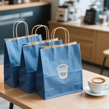 Eco recyclable kraft paper bags for coffee shop and bakery packaging