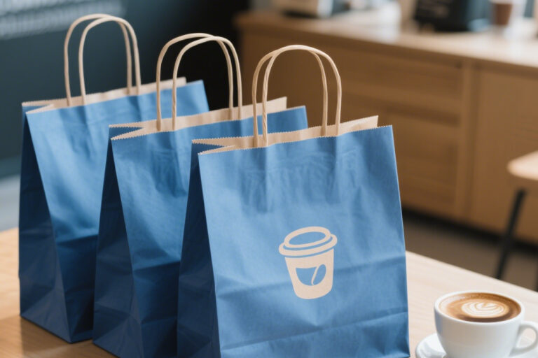Café & Bakery Recyclable Kraft Paper Bags (8) Eco recyclable kraft paper bags for coffee shop and bakery packaging