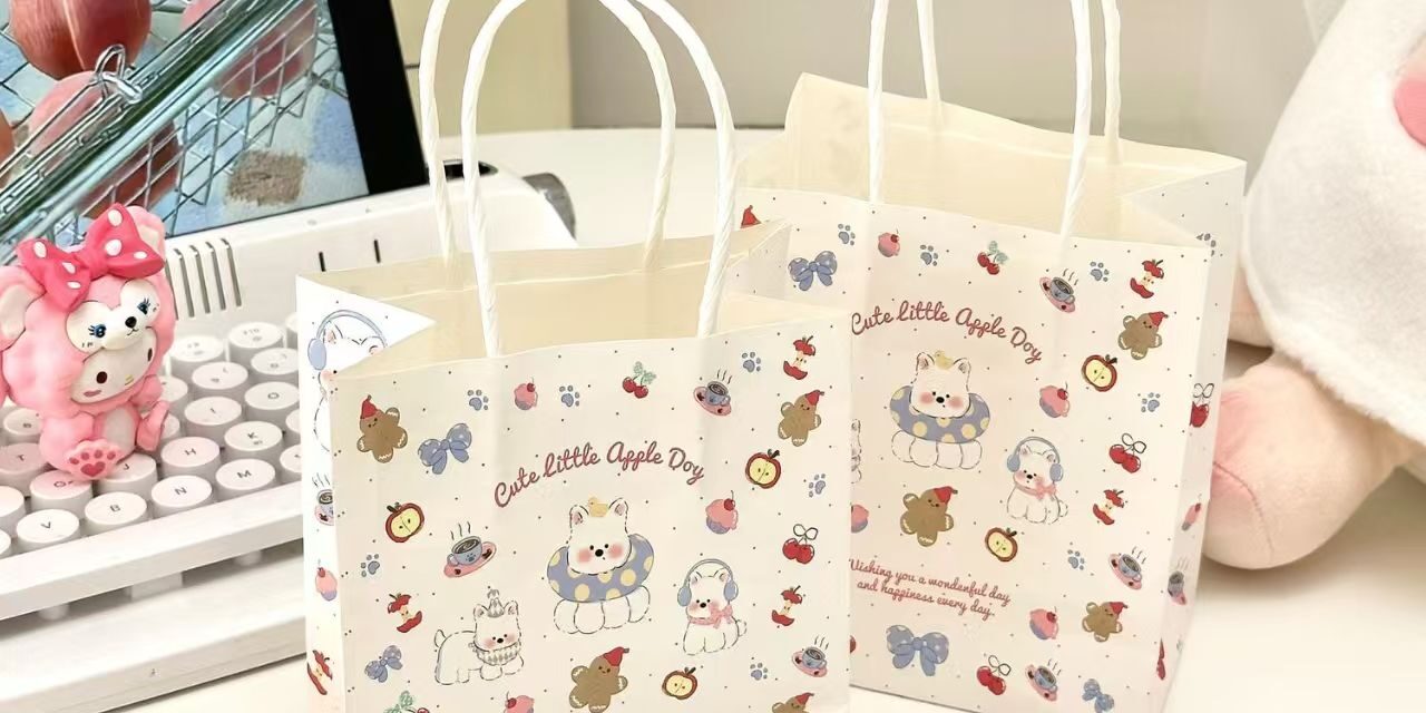 Cute cartoon dog thick durable gift paper bags