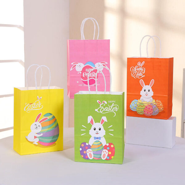 Colorful cartoon recycled handle kraft paper bags for clothing and shoes