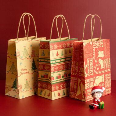 Eco Christmas candy handle kraft gift paper bags
