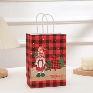 Cute cartoon eco kraft Christmas gift paper bags for candy and cookies