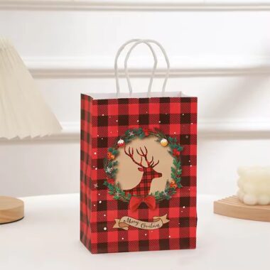 Cute cartoon eco kraft Christmas gift paper bags for candy and cookies