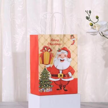 Cute cartoon eco kraft Christmas gift paper bags for candy and cookies