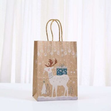 Printed Christmas handle kraft gift paper bags