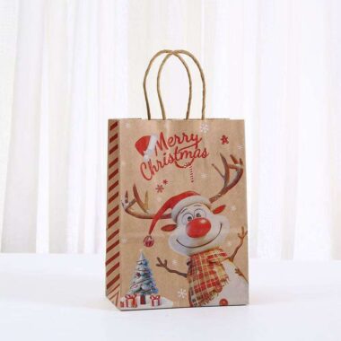 Printed Christmas handle kraft gift paper bags