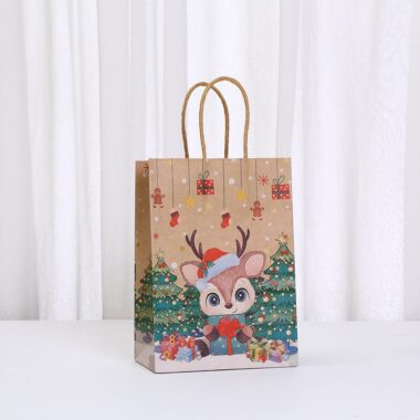 Printed Christmas handle kraft gift paper bags