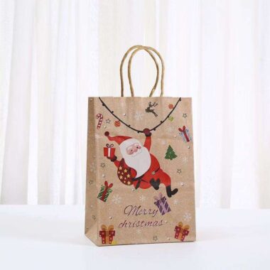 Printed Christmas handle kraft gift paper bags