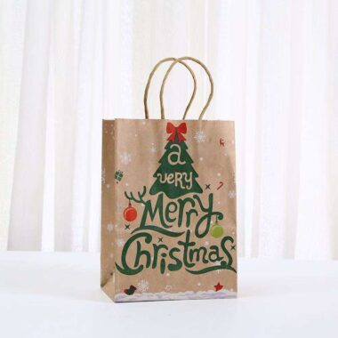 Printed Christmas handle kraft gift paper bags