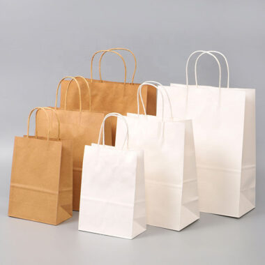 Custom food grade handle kraft paper bags for coffee and tea