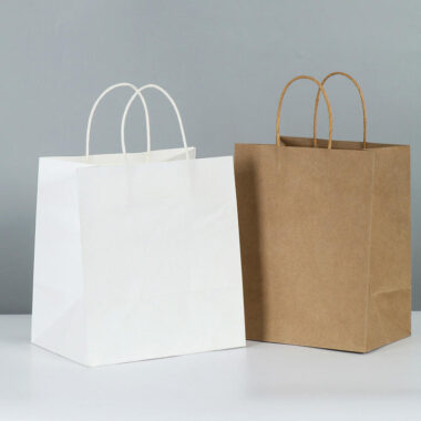 Custom food grade handle kraft paper bags for coffee and tea