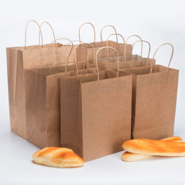 Custom food grade handle kraft paper bags for coffee and tea