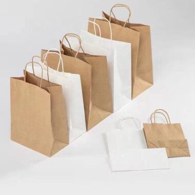 Custom food grade handle kraft paper bags for coffee and tea