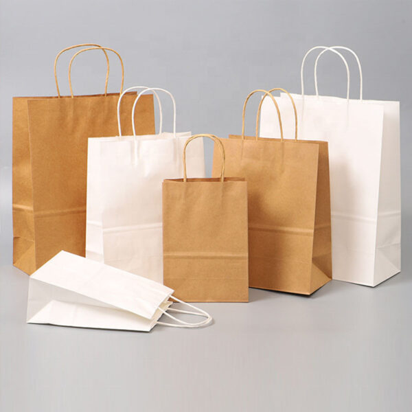 Custom food grade handle kraft paper bags for coffee and tea