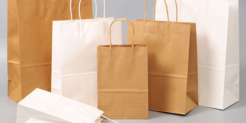 Custom food grade handle kraft paper bags for coffee and tea