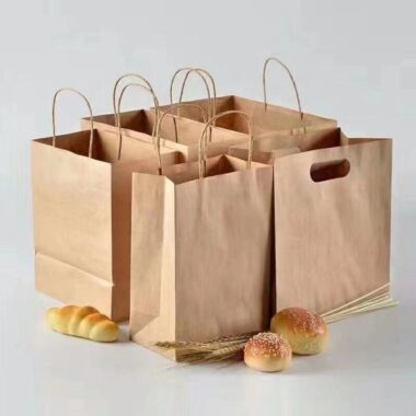 Custom food grade handle kraft paper bags for coffee and tea