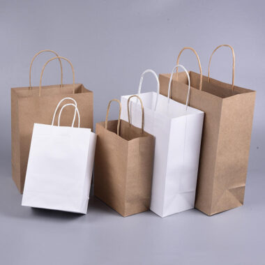 Custom food grade handle kraft paper bags for coffee and tea